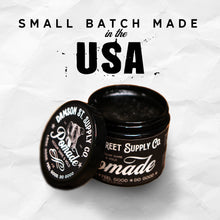 Load image into Gallery viewer, Medium Hold and Shine Pomade jar with lid open made in the USA
